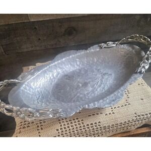 Vintage Rodney Kent Hand Wrought Hammered‎ Aluminum TULIP Tray Handles 406